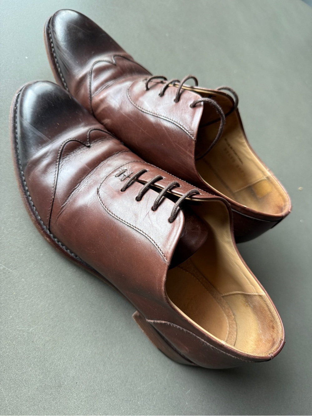 TOOAS Women's Brown Leather Lace-Up Oxford Shoes - Picture 12 of 15